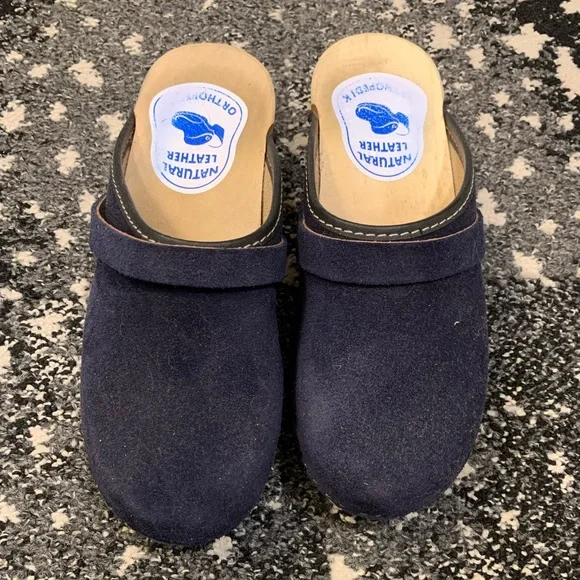 GUC handmade Navy suede Clogs 38 - Picture 2 of 5